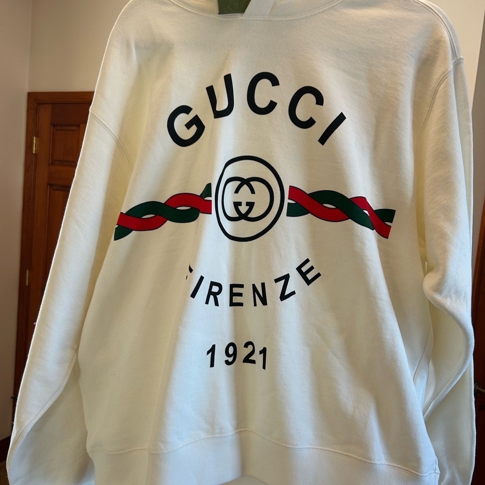 Men's Gucci FIRENZE 1921 cotton hoodie interlocking G/web stripe small/medium